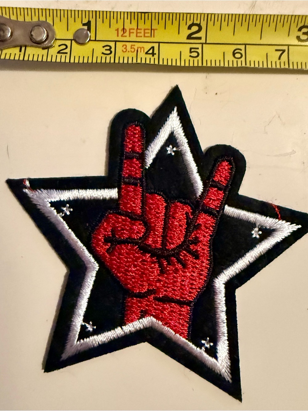Red Rock Hand Star Embroidered Patch - Black & White Backing